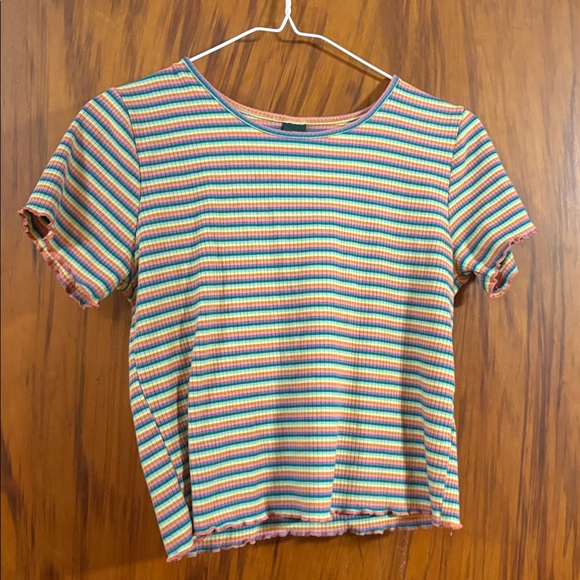 Colorful Striped Short Sleeve Top Wild Fable L - Picture 1 of 3